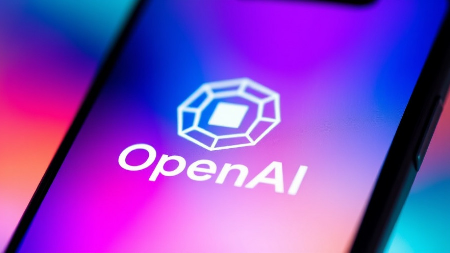 OpenAI logo on smartphone screen with abstract background.