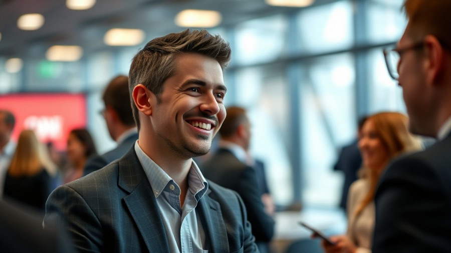 Businessman at conference enhancing AI agents customer experience.