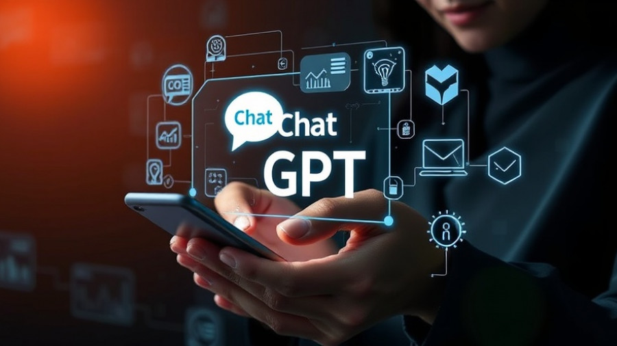 ChatGPT mobile app interface on smartphone with digital icons