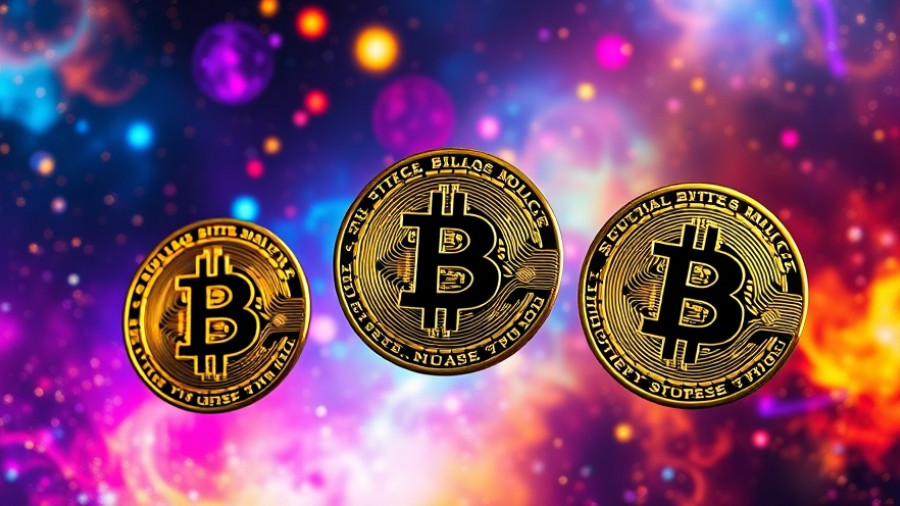 Dynamic cryptocurrency coins in a cosmic setting, highlighting DeepSeek AI predictions.