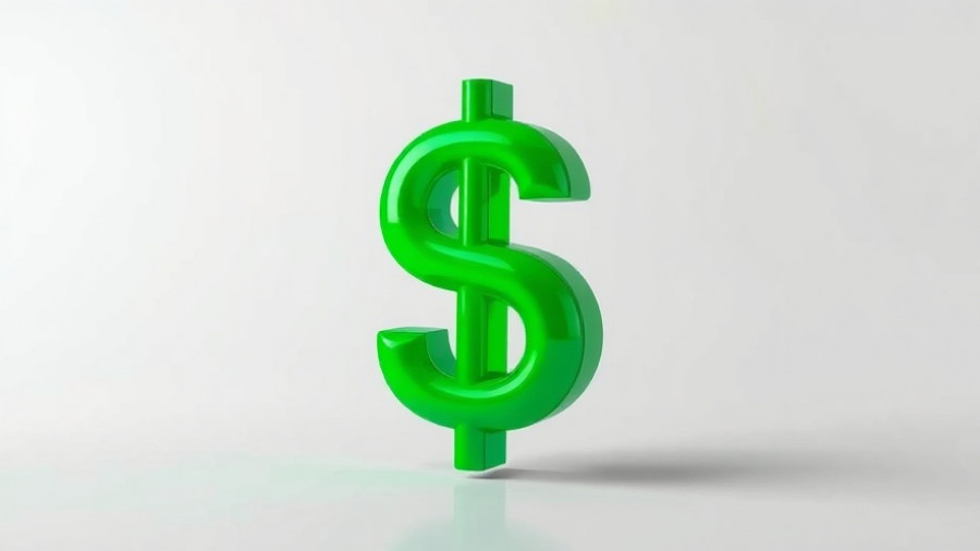 Inflated green dollar sign symbolizing AI market bubble.