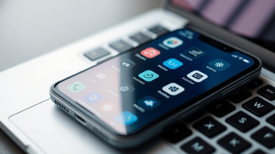 Open AI apps on smartphone with keyboard background