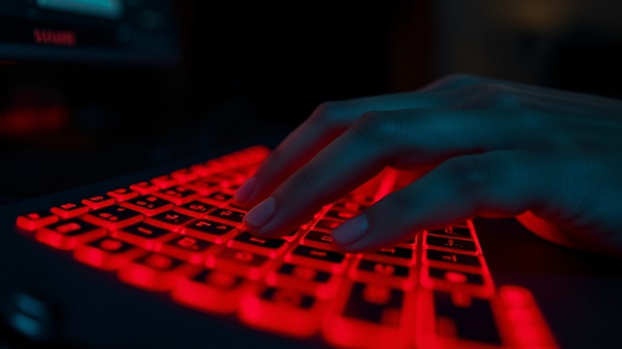 Glowing red keyboard with hand typing, agentic AI theme.