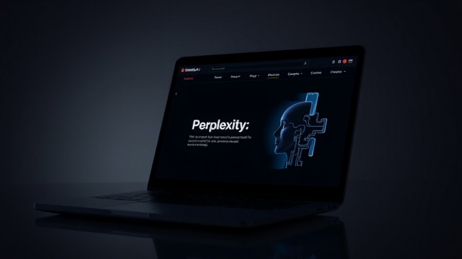 Perplexity AI on laptop screen in dark mode.
