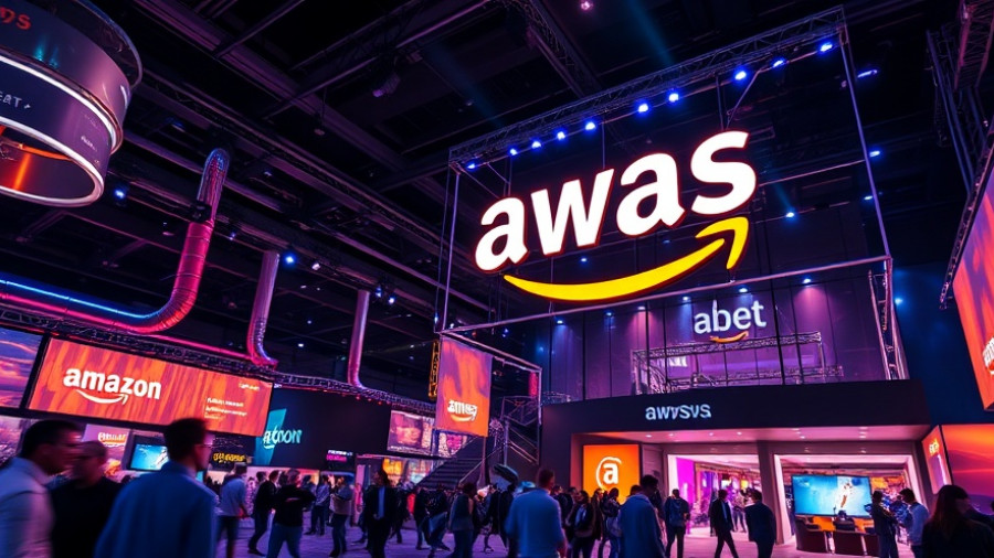 Vibrant event scene with AWS sign and dynamic lighting, related to Perplexity AI.