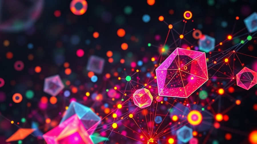 Futuristic geometric shapes with vibrant colors, representing Claude AI.