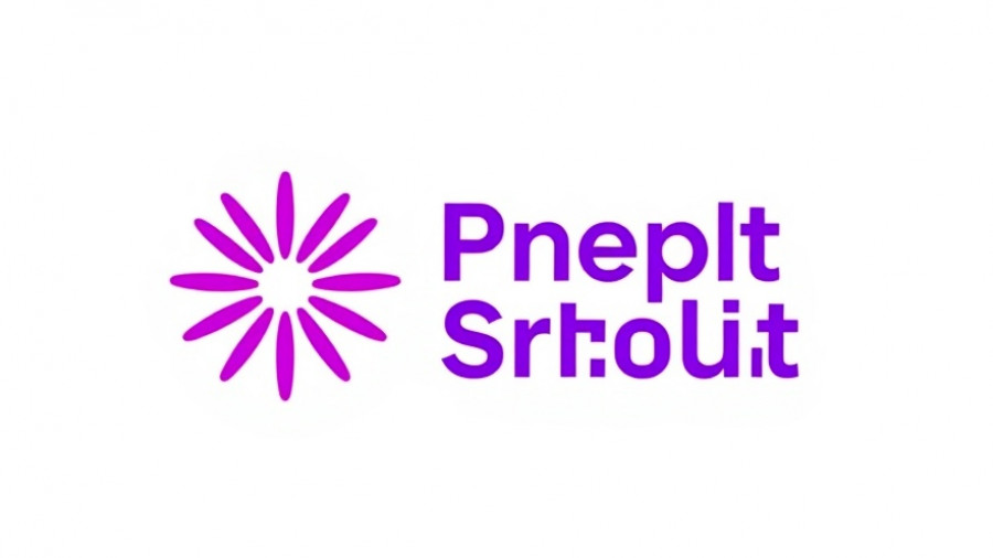 Bright purple logo with stylized starburst and bold text.