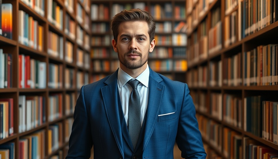 Confident man in a library, representing agentic AI.
