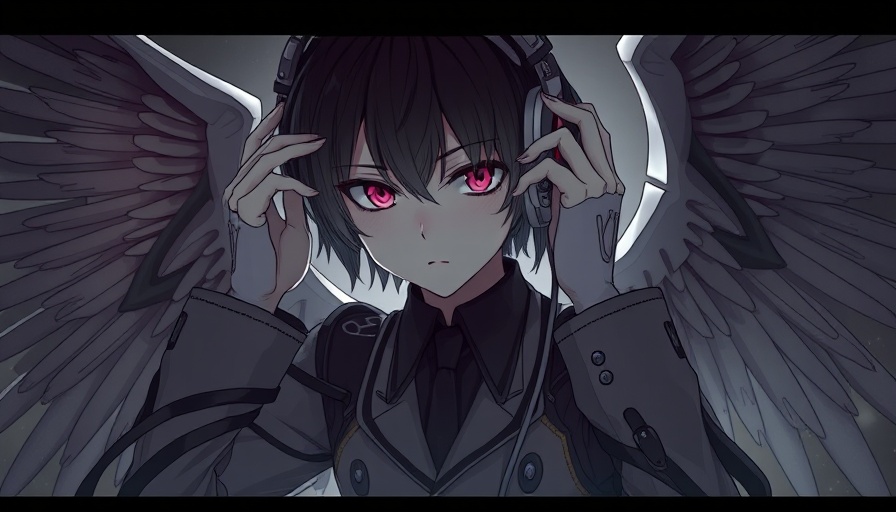 Gothic anime character with wings, deep reasoning AI setting
