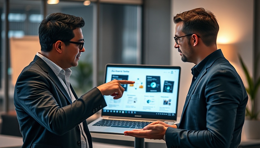Two professionals discussing Microsoft AI toolkit on a laptop screen.