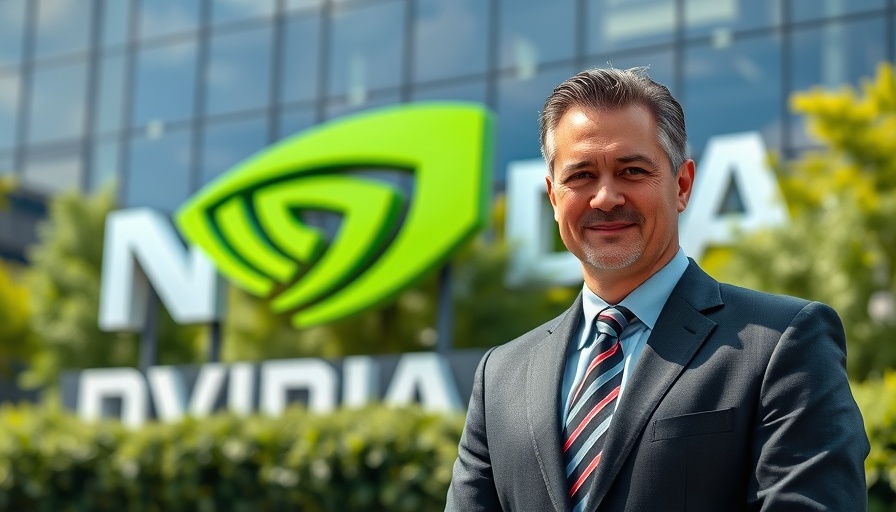 Confident businessman at Nvidia headquarters, relevant to Nvidia stock earnings report.