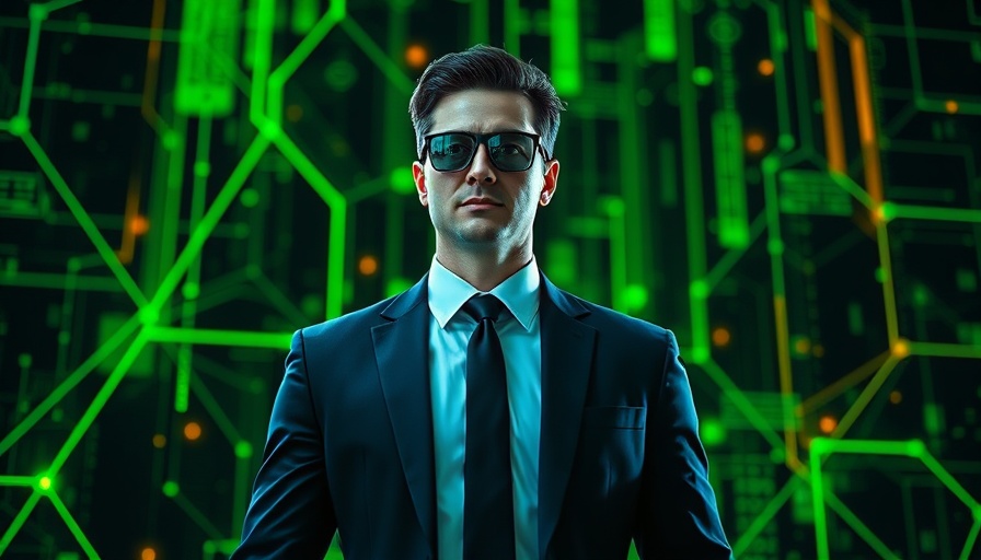 Futuristic business scene with digital AI concepts and vibrant colors.
