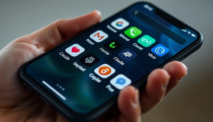 Various AI app icons on a smartphone screen, including Claude and Mistral AI.
