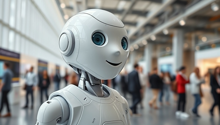 AI in marketing automation robot in a modern exhibition hall