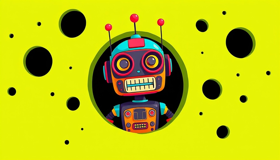 Retro robot in cartoon style on lime background for AI race winners startups.