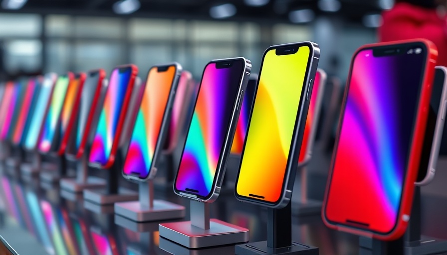 Showcase of colorful iPhones illustrating Apple's innovation.