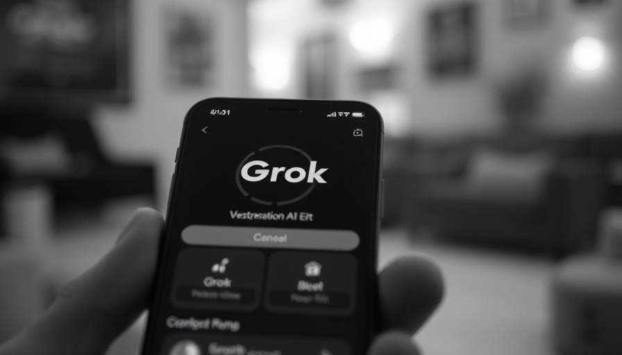 Close-up of smartphone displaying Grok AI app interface.