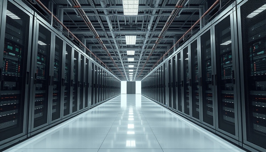 Microsoft data center interior showcasing server racks and bright lighting.