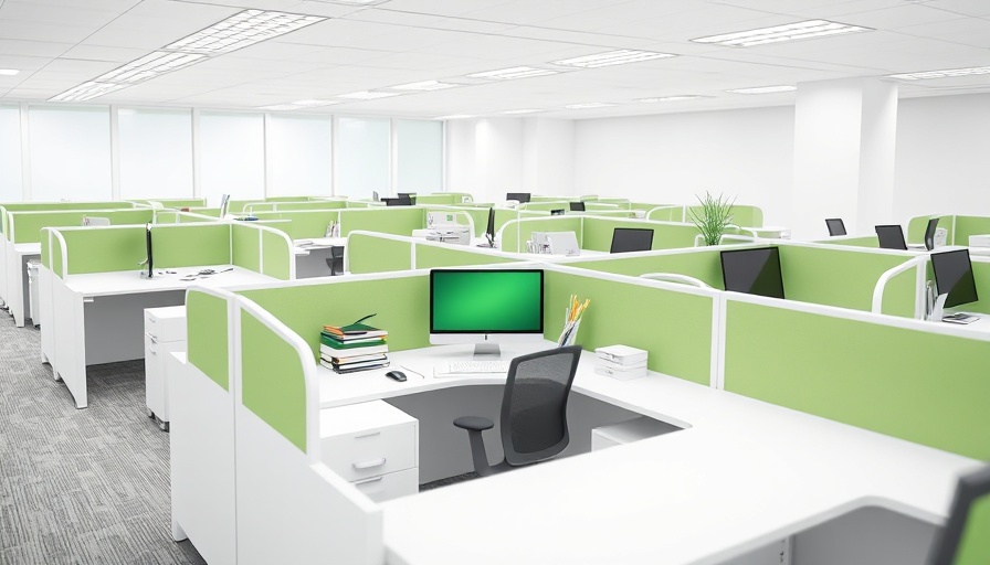 Modern office cubicles in 3D rendering, symbolizing AI agents automating enterprise.