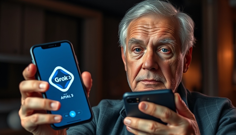 Grok 3 AI predictions discussion with elderly man holding phone