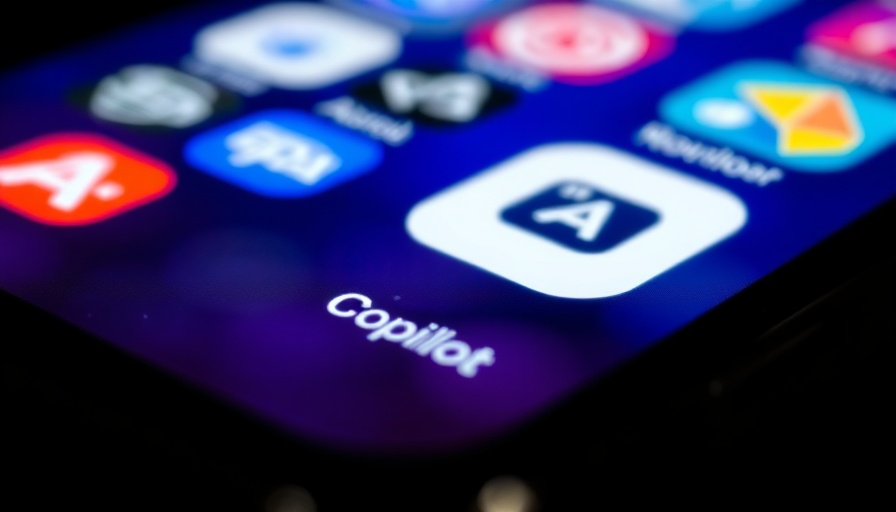 Close-up view of AI app icons including Copilot on a smartphone.