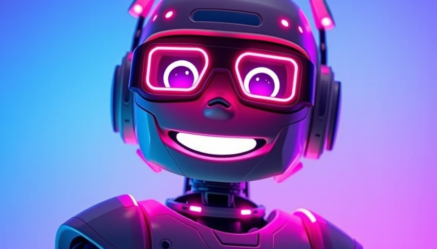 Futuristic robotic character wearing neon glasses, Microsoft Bing Copilot Search.