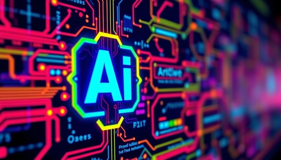 Vibrant digital display with AI logo in vivid colors.