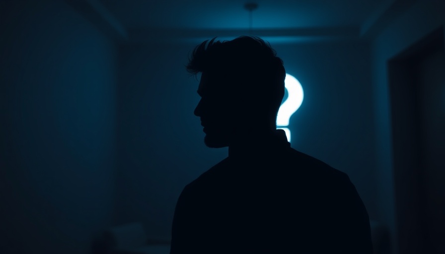 Agentic AI concept image with a silhouetted man and glowing question mark.