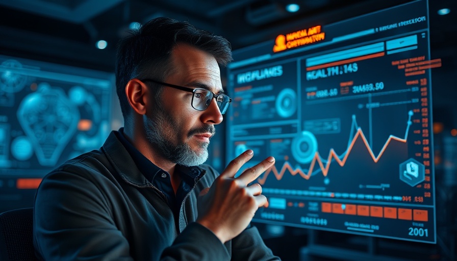 Man analyzing AI-powered observability tools on digital interface.