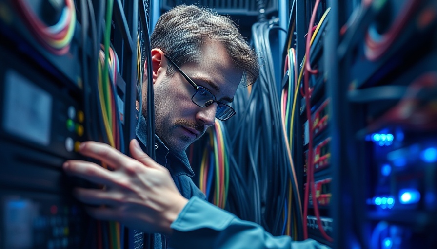 Expert technician in server room working on AI-Optimized NoSQL Database.