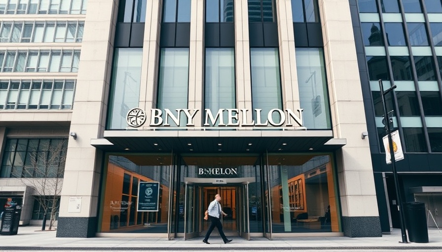 BNY Mellon building entrance with man walking in daylight.