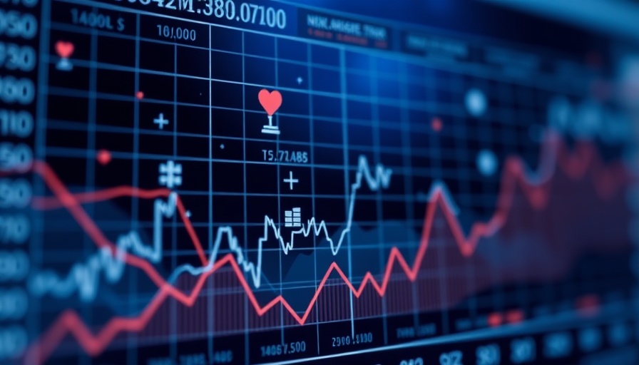 Financial chart interface with icons and text, futuristic design.