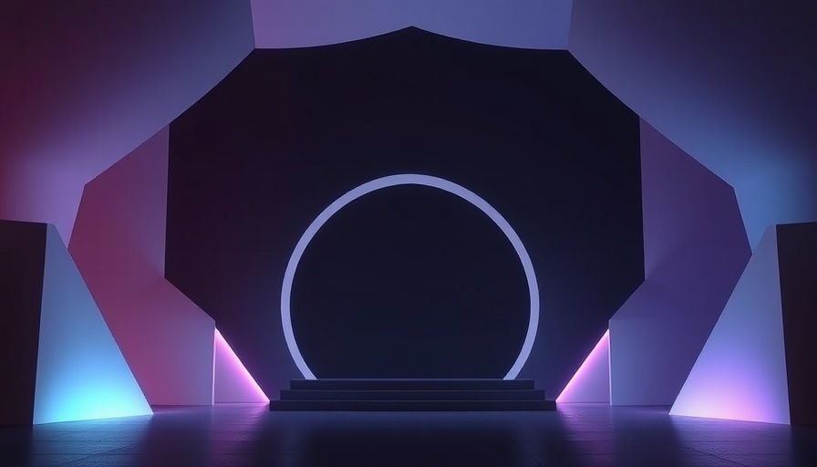 Futuristic scene symbolizing deep reasoning AI, abstract geometry, rainbow light