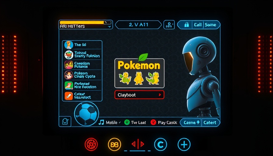 AI chatbot playing Pokémon retro game interface with battle commands.