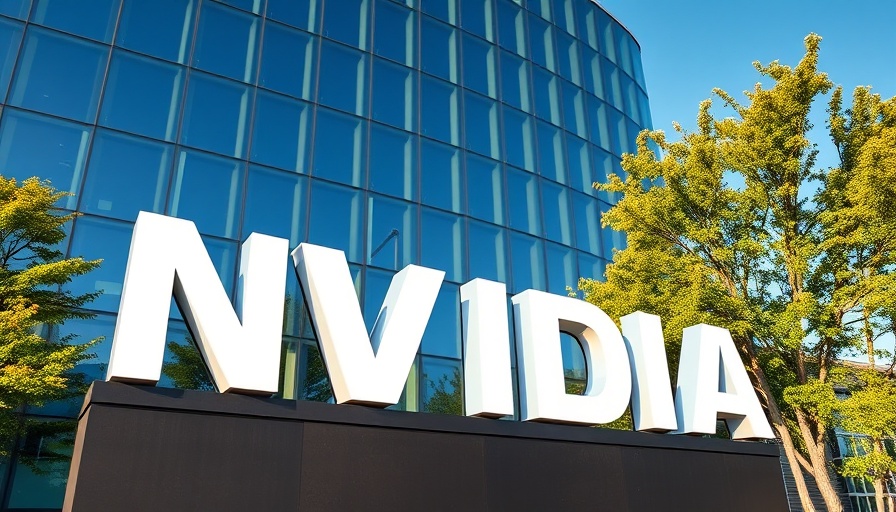 NVIDIA logo outside glass office building, AI advancements with Grok-3.