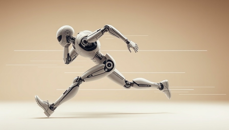 Sleek humanoid robot sprinting, representing AI agents in software development.