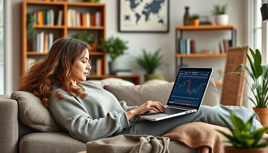 Young woman checking market charts on her laptop, Nvidia investors news.