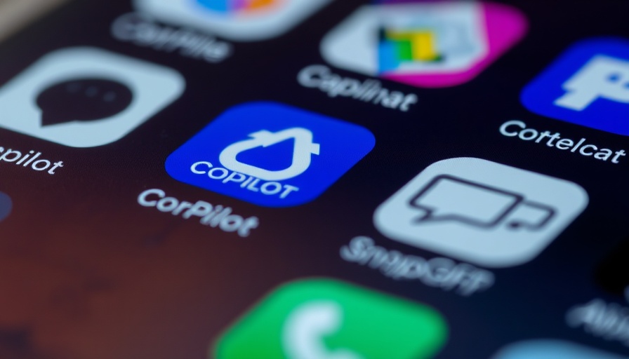 Smartphone app icons including Copilot and ChatGPT, showcasing data privacy apps.