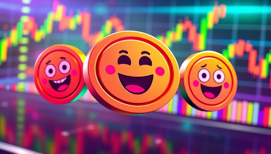 Vibrant cartoon meme coins concept with glowing background.