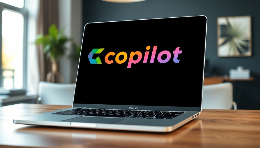 Laptop displaying Microsoft AI Copilot app logo on screen.