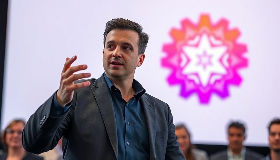 Tech leader speaking about Microsoft AI news at a conference.