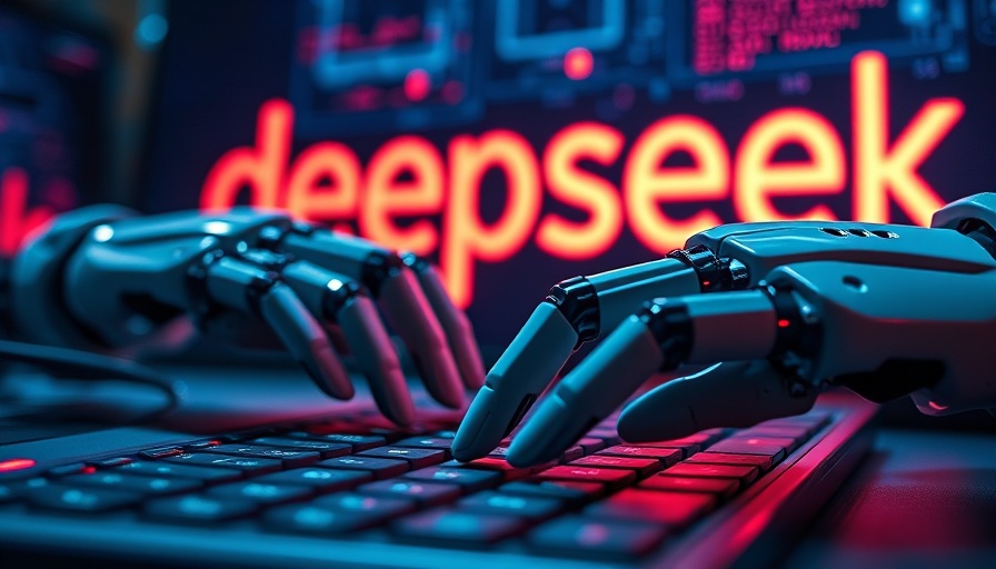 Robotic hands typing on a keyboard, China AI in Africa context.
