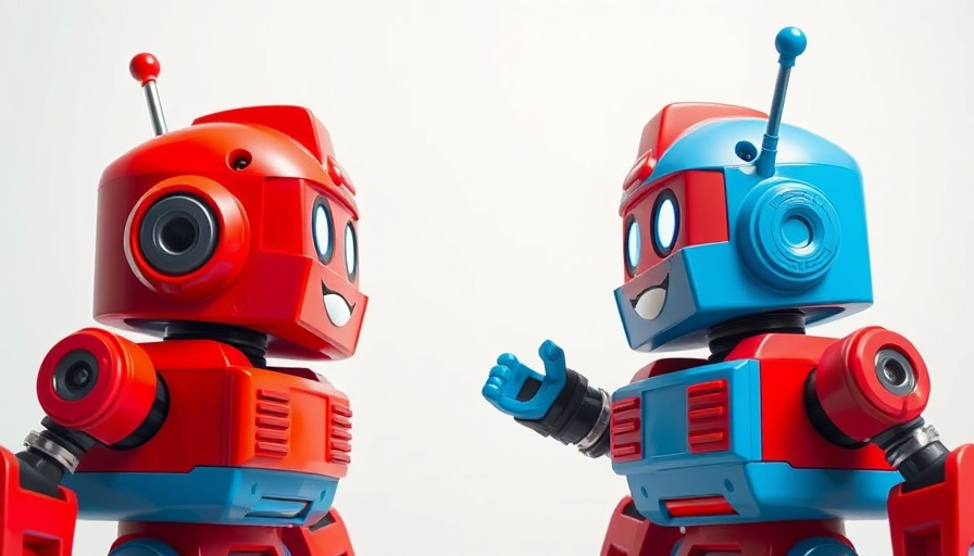 Agentic AI concept with toy robots facing off.