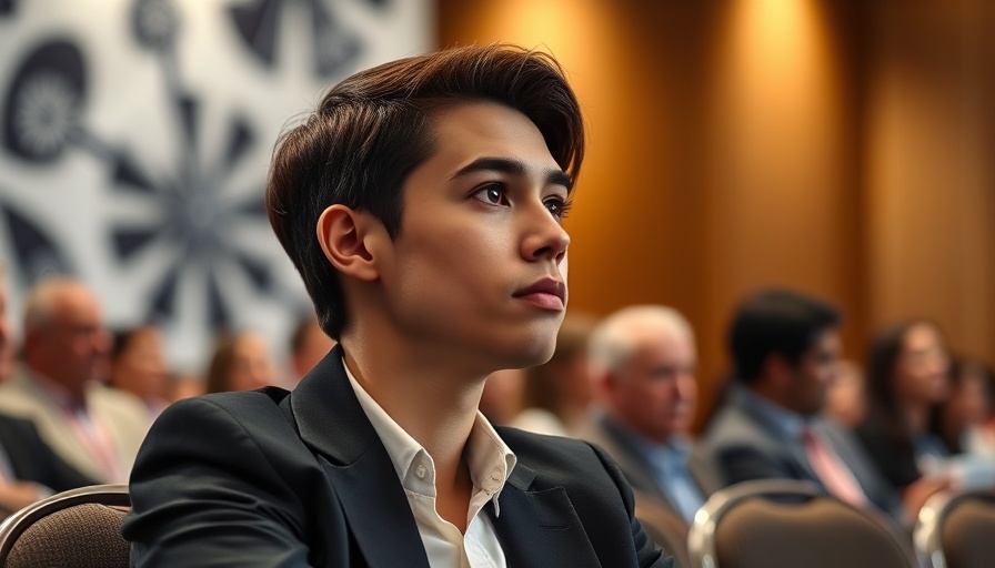 Thoughtful professional at OpenAI Startup Fund event.
