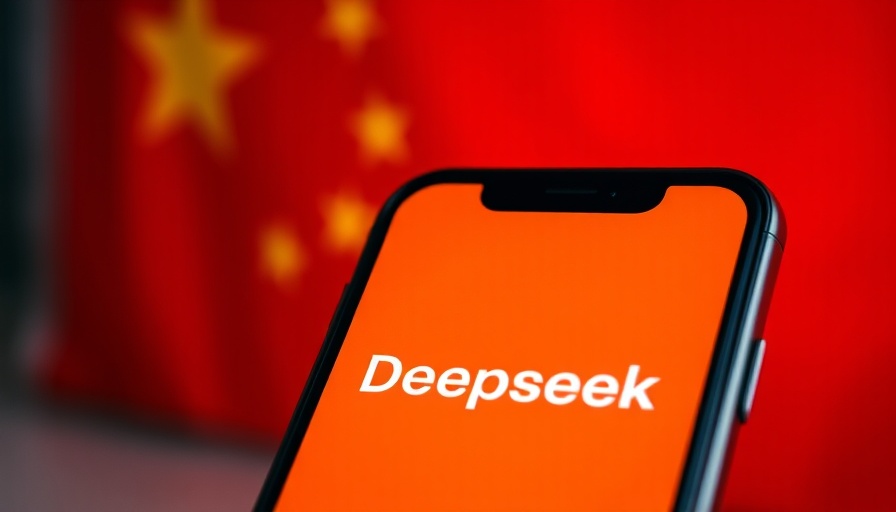 DeepSeek AI news on smartphone with Chinese flag background.