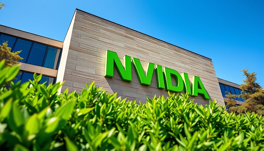 Nvidia's AI competition and market challenges symbolized by headquarters logo on building facade.