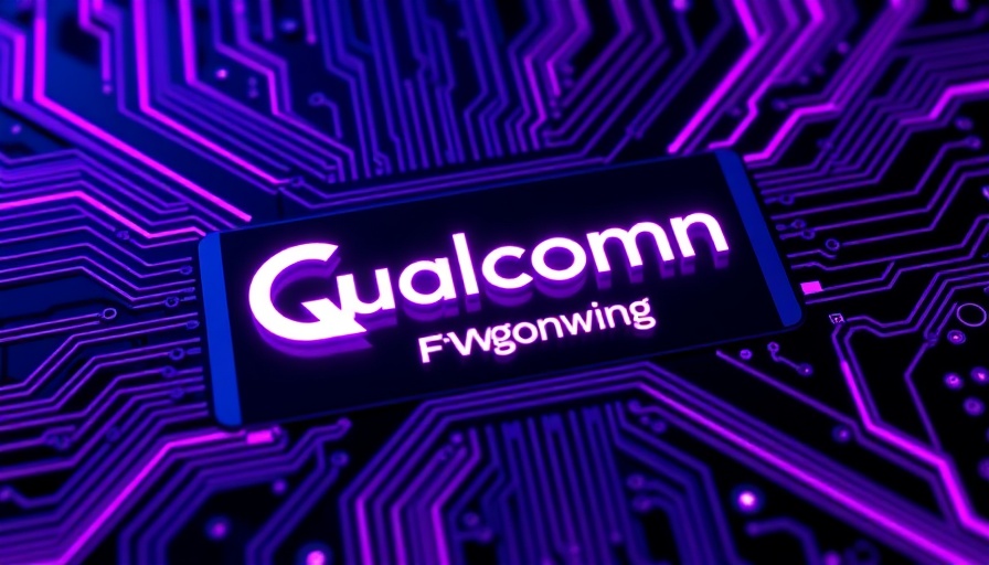 Futuristic Qualcomm Dragonwing FWA Gen 4 logo on a digital circuit board.