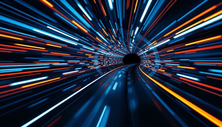 Futuristic digital landscape with vibrant blue and orange lights simulating data flow, Agentic AI
