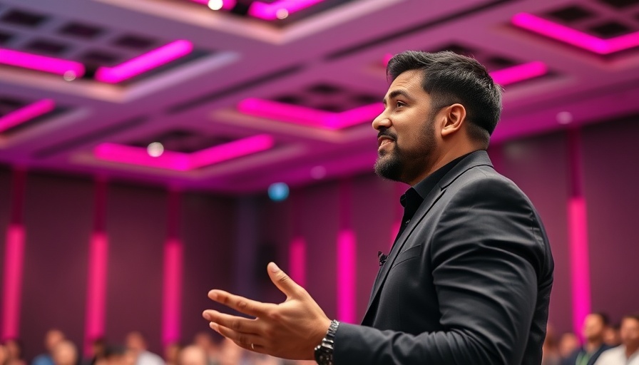 Agentic AI conference speaker presenting at tech event.