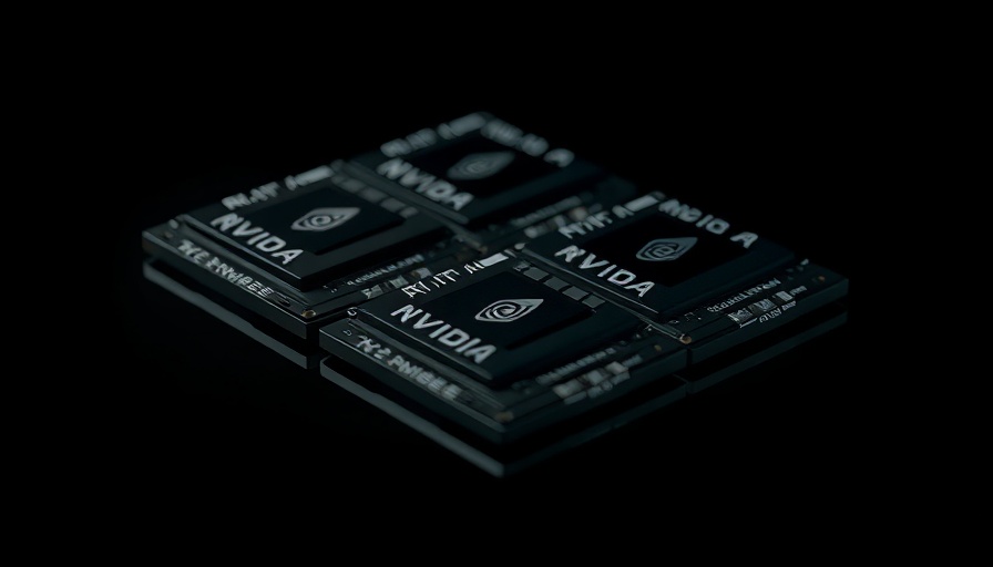 NVIDIA AI chips on display amid purchasing restrictions, dark setting.